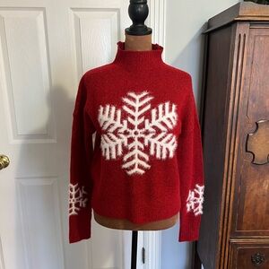 Jessica Simpson Red Turtleneck Sweater with Snowflake Design
